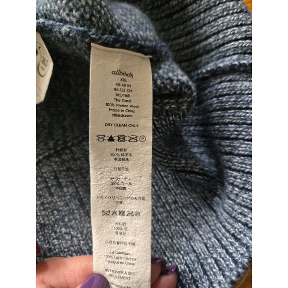Allbirds 'The Cardi' 100% Merino Wool Blue Cardigan Sweater Mens Size XXL - Picture 6 of 8